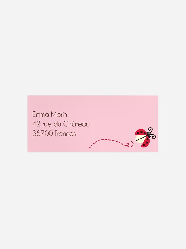 Étiquette expéditeur anniversaire enfant coccinelle