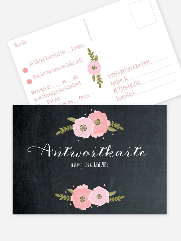 Antwortkarte Hochzeit Poppies