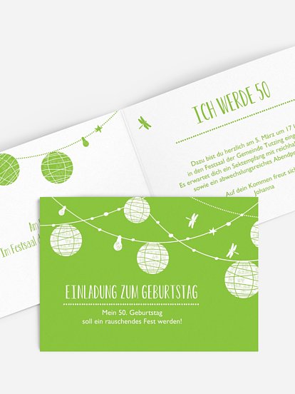 Einladung 50. Geburtstag Paperlanterns
