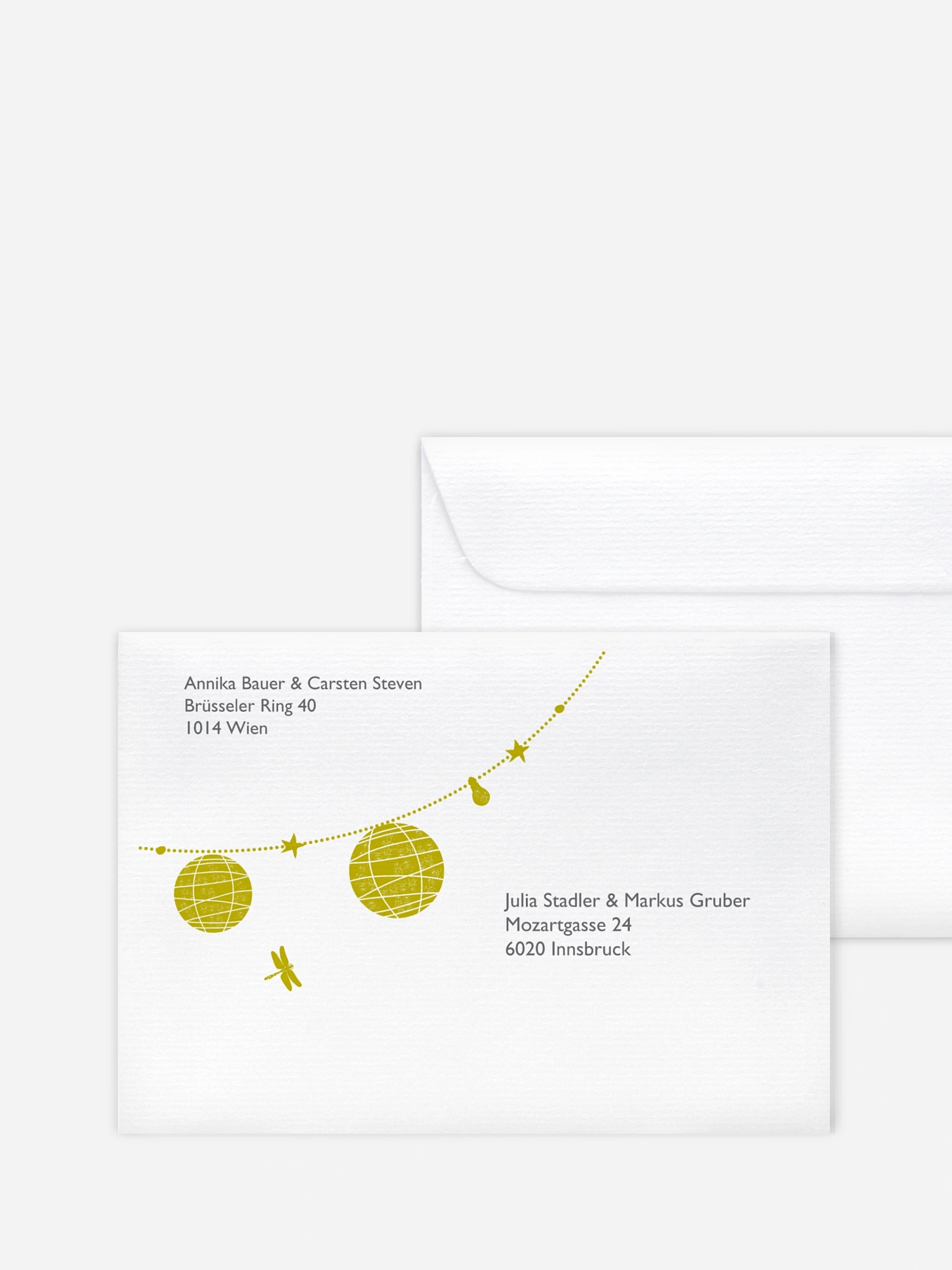 Bedruckter Briefumschlag Hochzeit Paperlanterns
