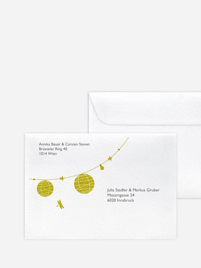 Bedruckter Briefumschlag Hochzeit Paperlanterns