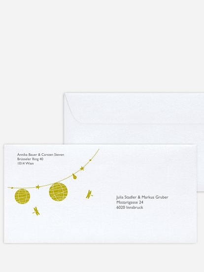 Bedruckter Briefumschlag Hochzeit Paperlanterns