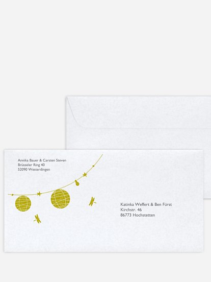 Bedruckter Briefumschlag Hochzeit Paperlanterns