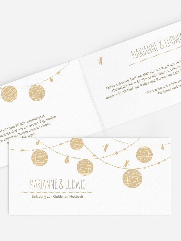Einladung zur Goldenen Hochzeit Paperlanterns