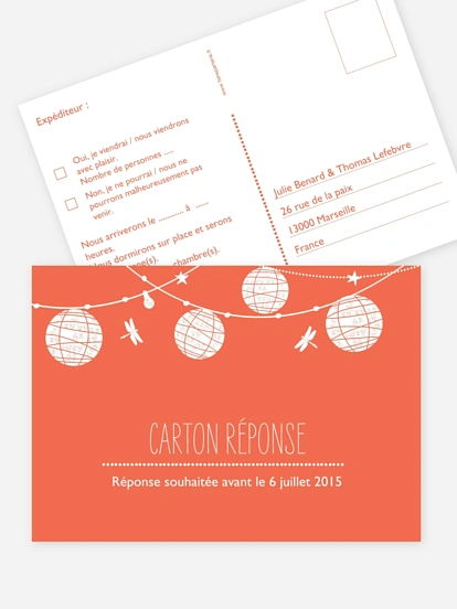 Carton réponse mariage assorti au faire-part | faireparterie