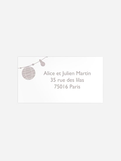 Étiquette destinataire mariage Lanterne