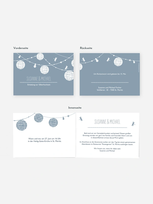 Einladung zur Silberhochzeit Paperlanterns