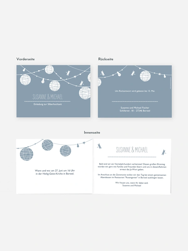Einladung zur Silberhochzeit Paperlanterns