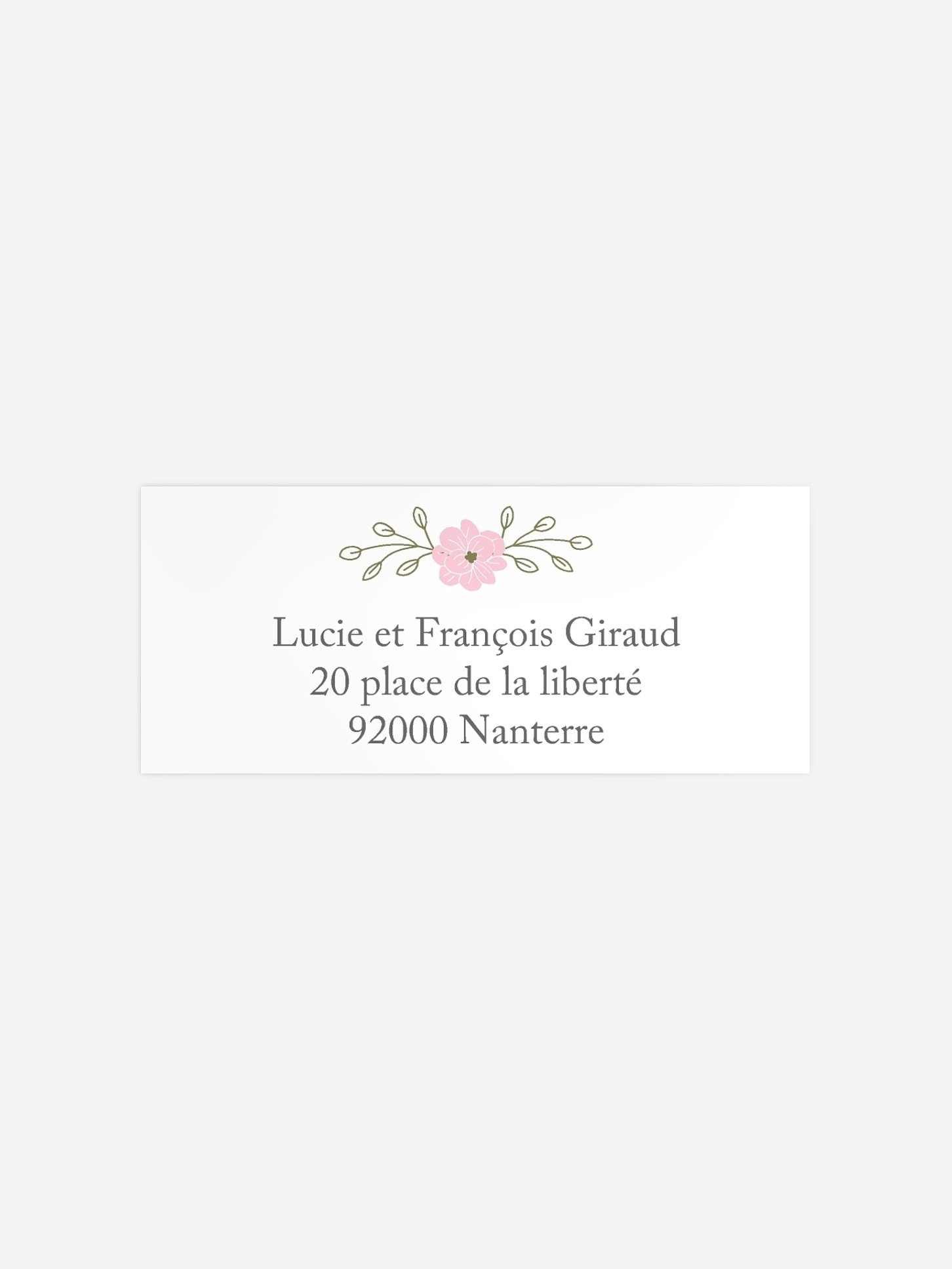 Étiquette expéditeur anniversaire mariage Couronne de fleurs