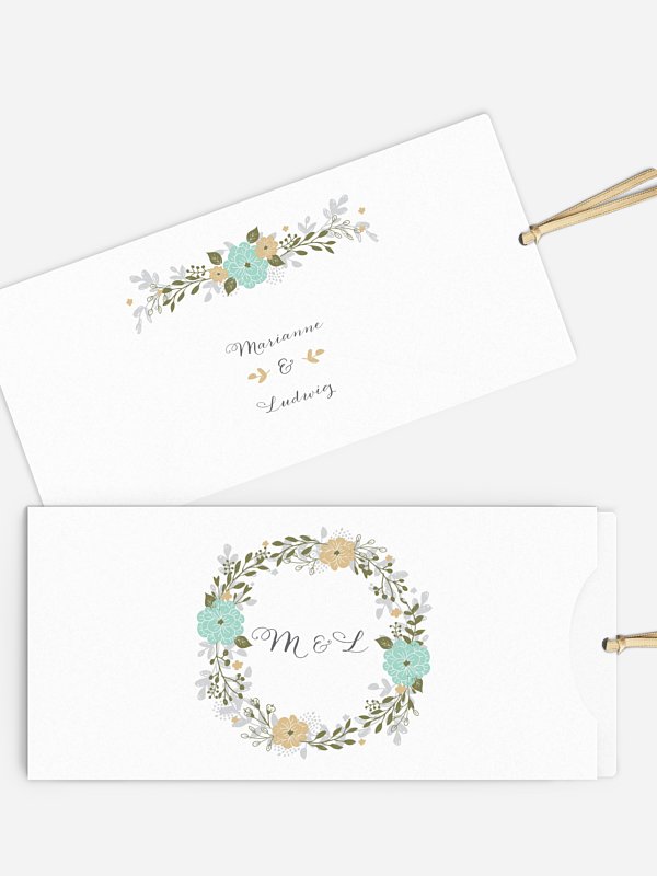 Einladung zur Goldenen Hochzeit Blumenkranz