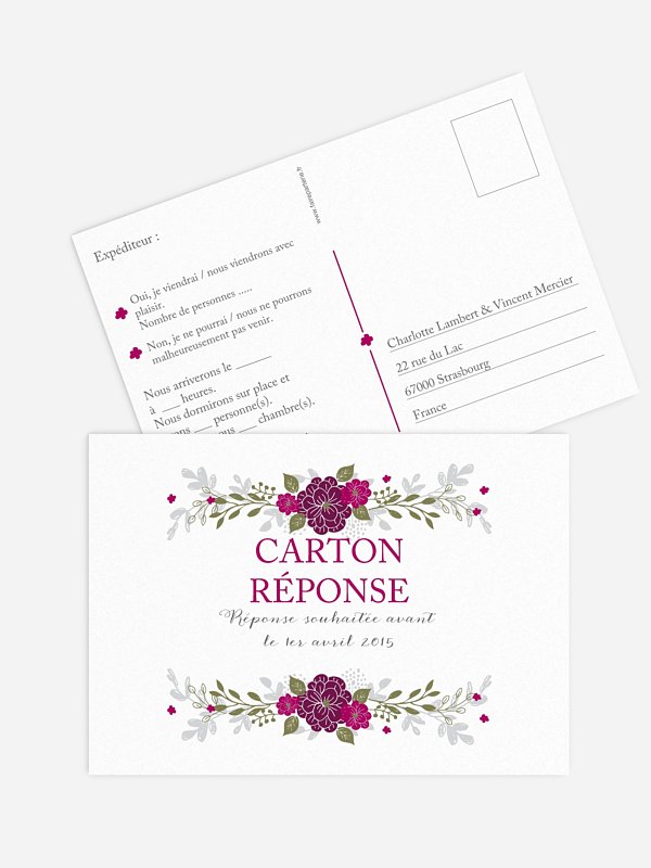 Carton réponse Couronne de fleurs
