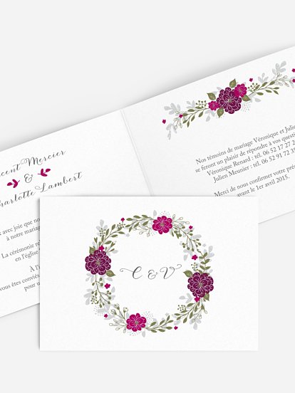Faire-part mariage Couronne de fleurs
