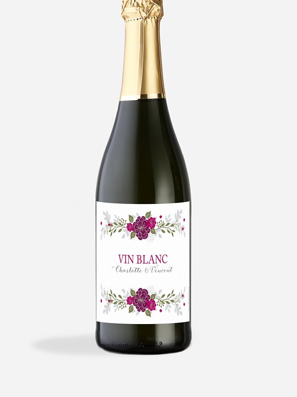 Étiquette bouteille Couronne de fleurs