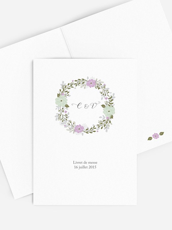 Livret de messe mariage Couronne de fleurs
