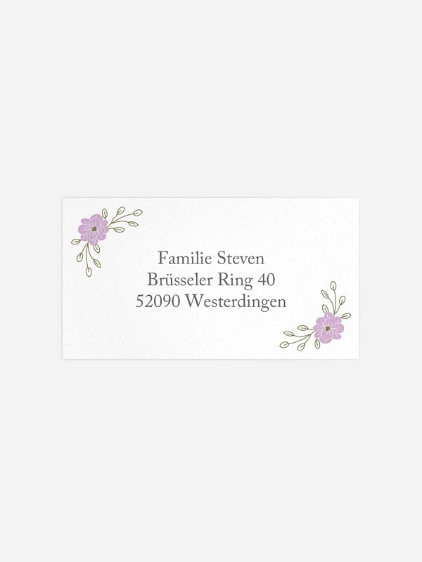 Empfängeraufkleber Hochzeit Blumenkranz