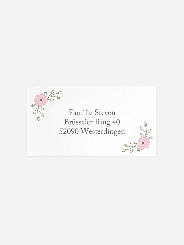 Empfängeraufkleber Hochzeit Blumenkranz