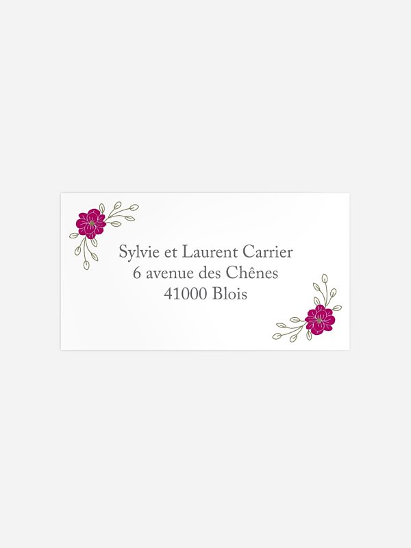 Étiquette destinataire mariage Couronne de fleurs