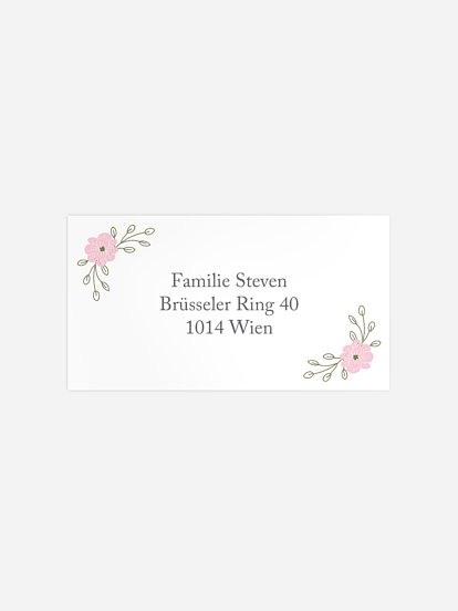 Empfängeraufkleber Silberhochzeit Blumenkranz