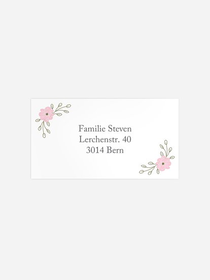 Empfängeraufkleber Silberhochzeit Blumenkranz