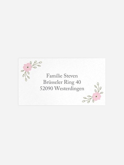 Empfängeraufkleber Silberhochzeit Blumenkranz