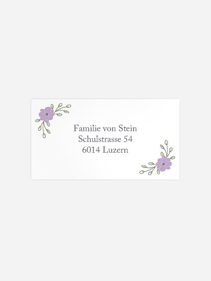 Empfängeraufkleber Konfirmation und Kommunion Blumenkranz