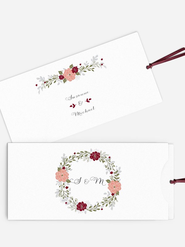 Einladung zur Silberhochzeit Blumenkranz