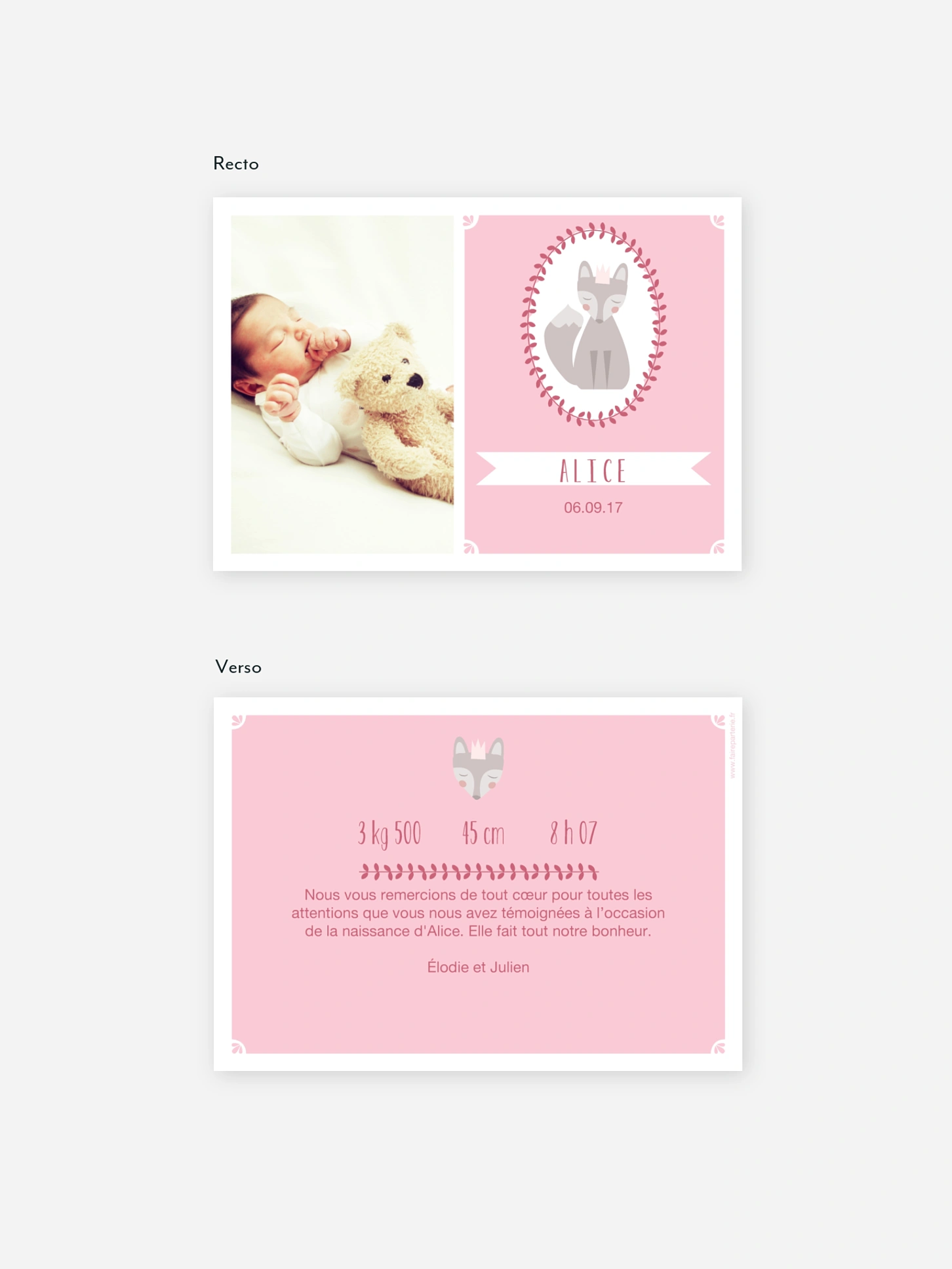 Faire-part naissance Renardeau