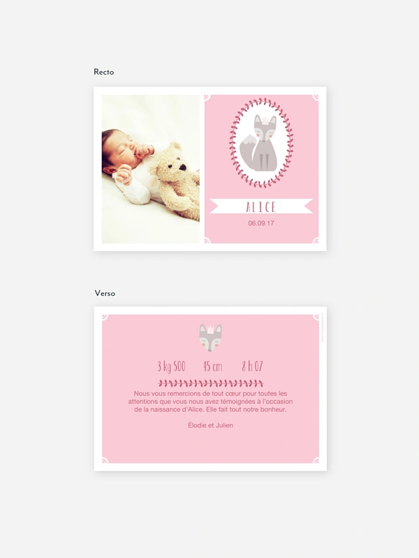 Faire-part naissance Renardeau