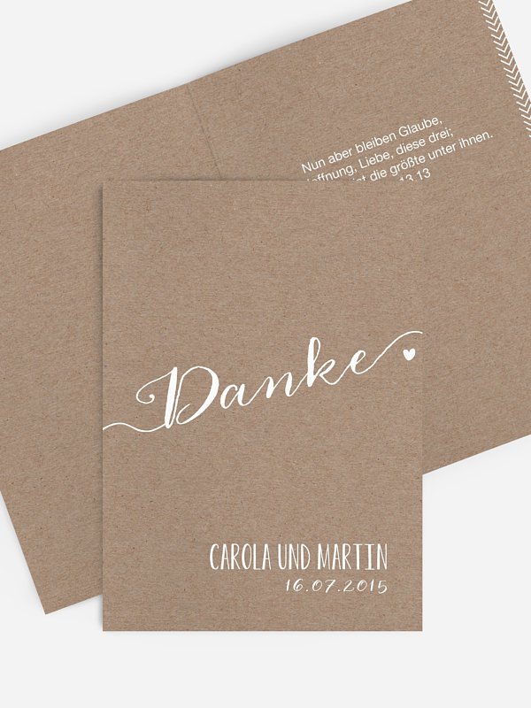 Blanko-Dankeskarte Hochzeit Kalligrafie