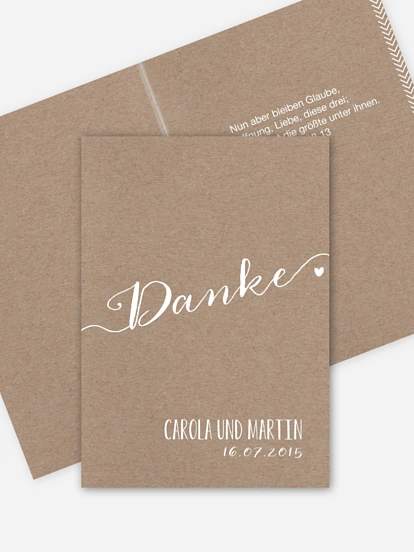Blanko-Dankeskarte Hochzeit Kalligrafie