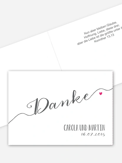 Blanko-Dankeskarte Hochzeit Kalligrafie