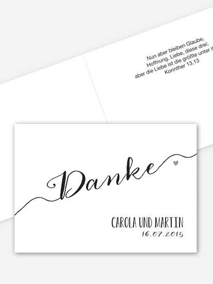Blanko-Dankeskarte Hochzeit Kalligrafie