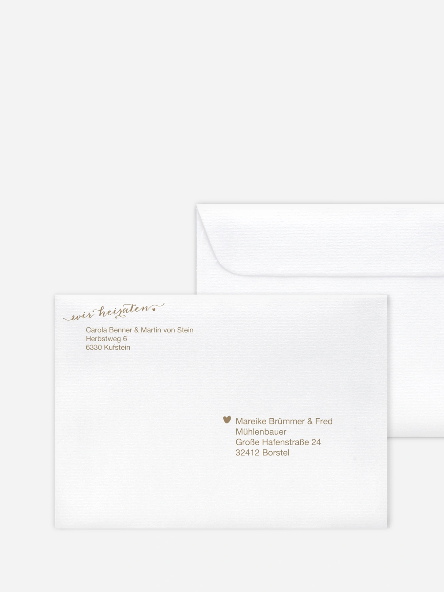 Bedruckter Briefumschlag Hochzeit Kalligrafie
