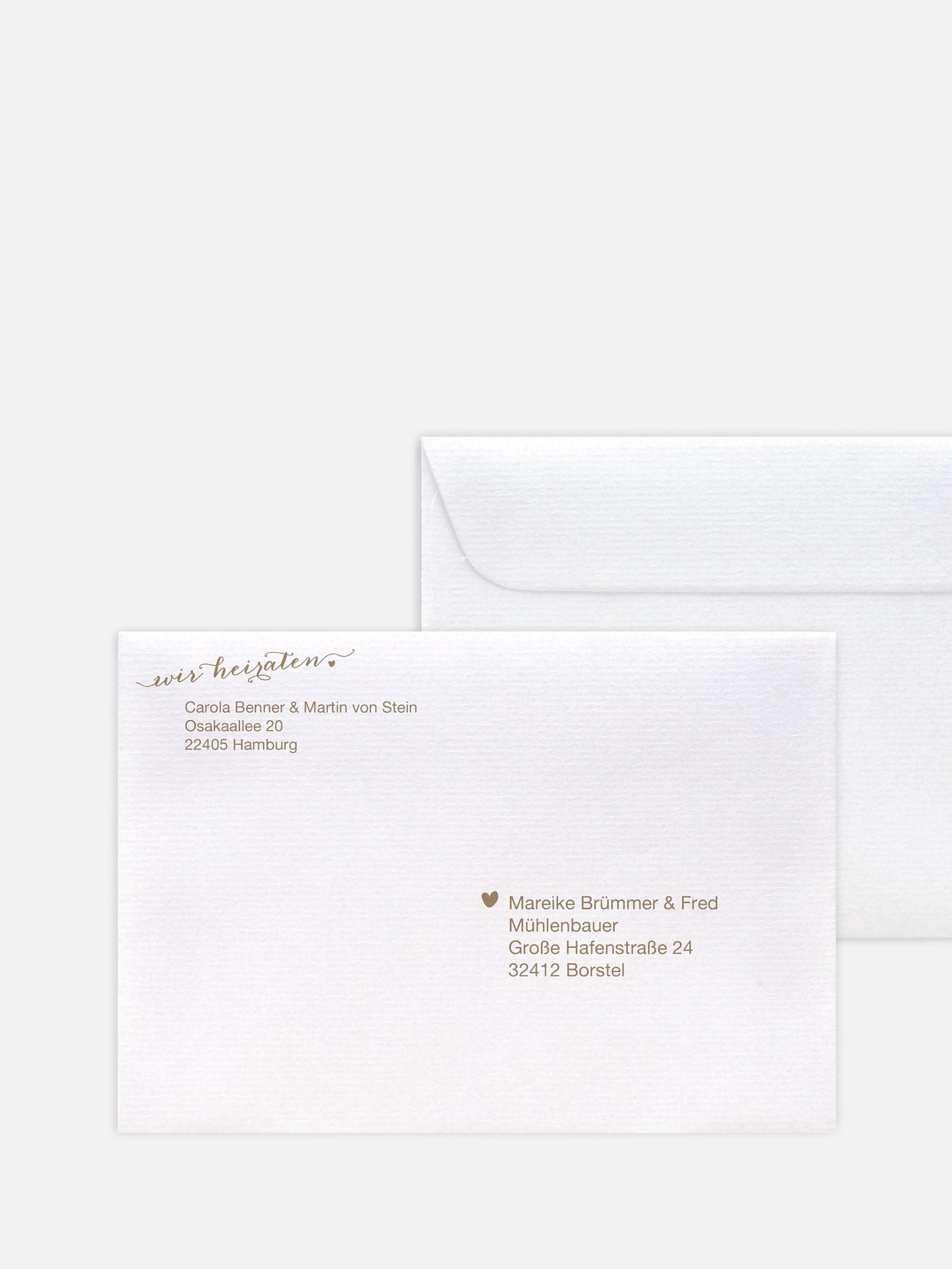 Bedruckter Briefumschlag Hochzeit Kalligrafie
