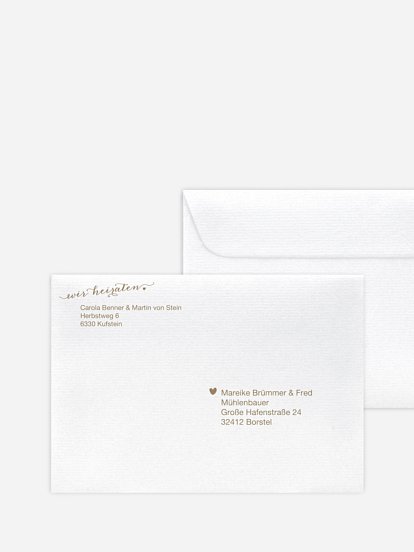 Bedruckter Briefumschlag Hochzeit Kalligrafie