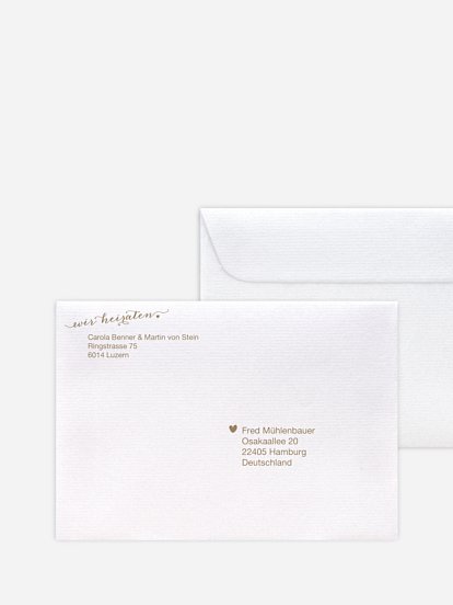 Bedruckter Briefumschlag Hochzeit Kalligrafie