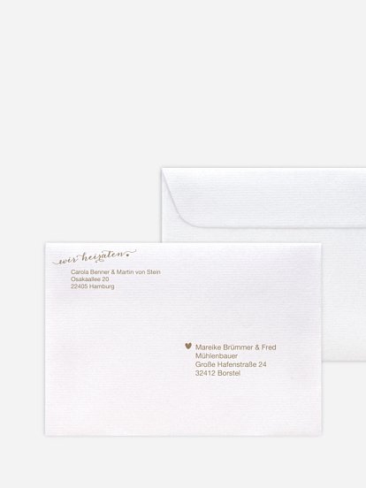Bedruckter Briefumschlag Hochzeit Kalligrafie