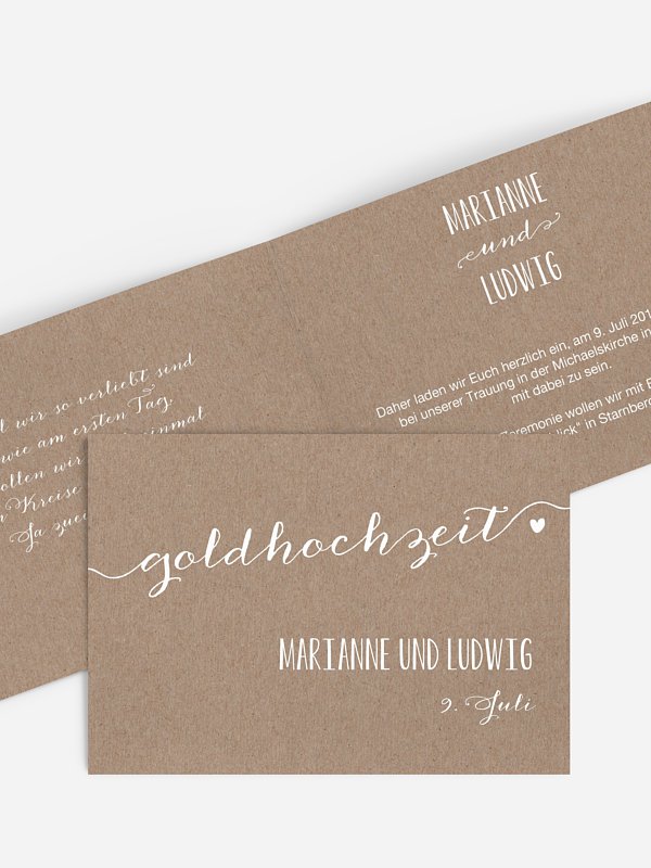 Einladung zur Goldenen Hochzeit Kalligrafie