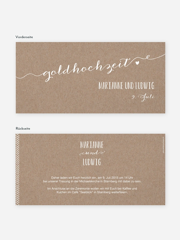 Einladung zur Goldenen Hochzeit Kalligrafie