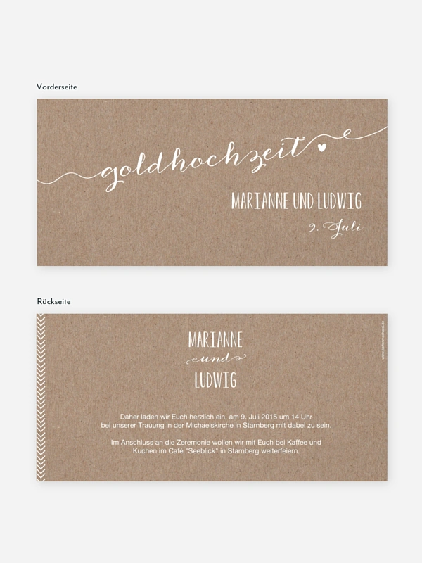 Einladung zur Goldenen Hochzeit Kalligrafie
