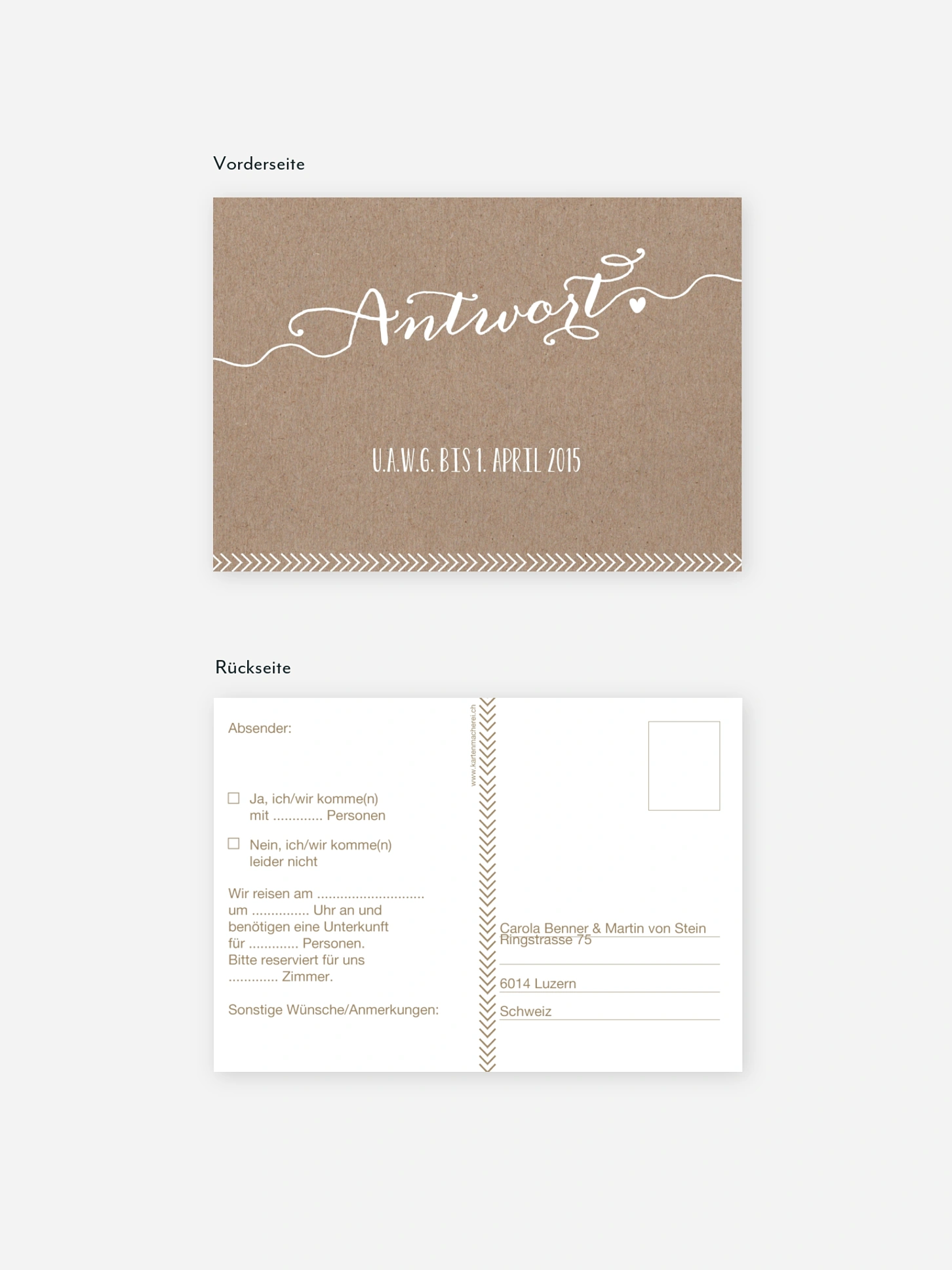 Antwortkarte Hochzeit Kalligrafie
