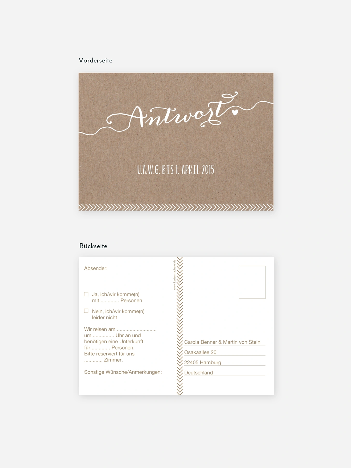 Antwortkarte Hochzeit Kalligrafie