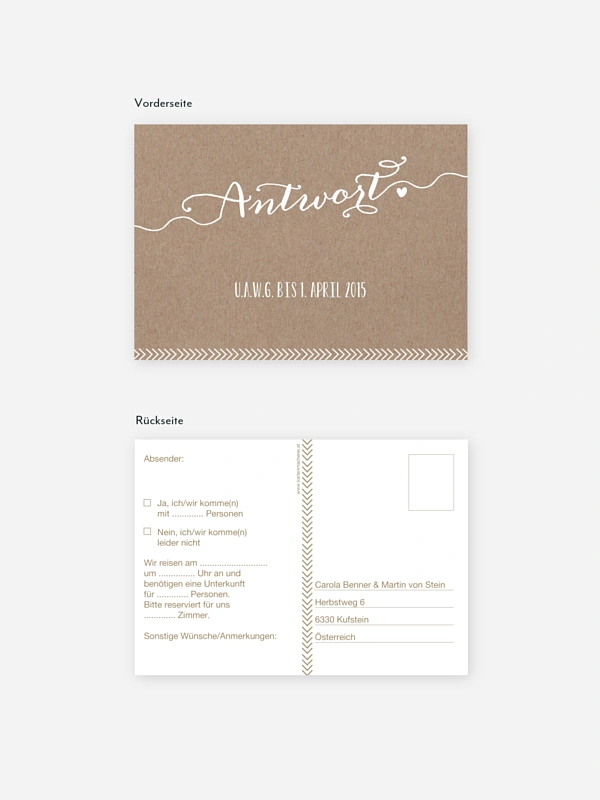 Antwortkarte Hochzeit Kalligrafie