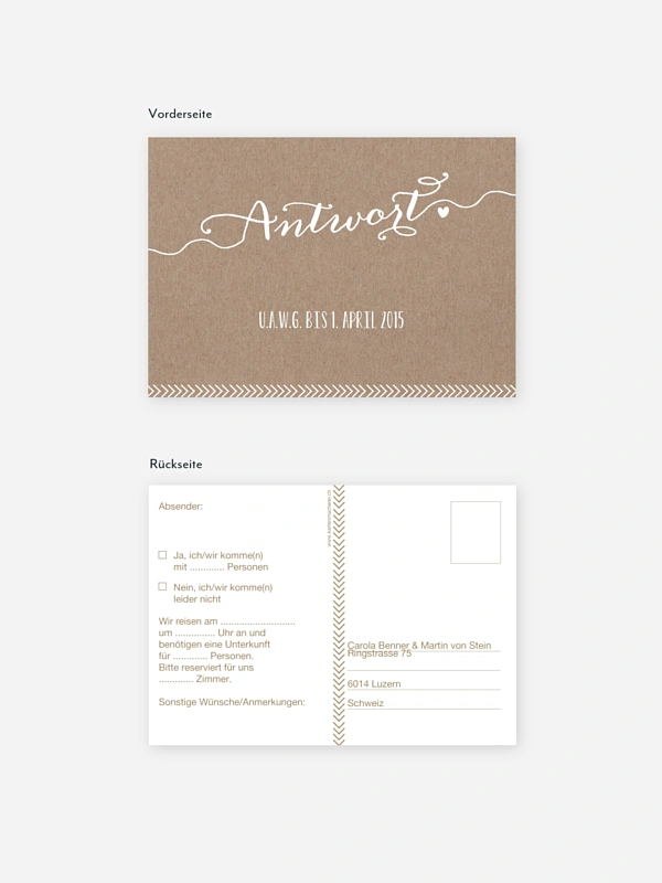 Antwortkarte Hochzeit Kalligrafie
