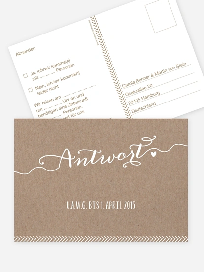 Antwortkarte Hochzeit Kalligrafie