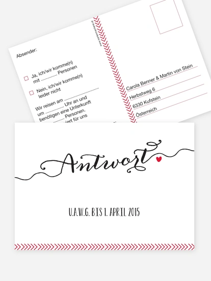 Antwortkarte Hochzeit Kalligrafie