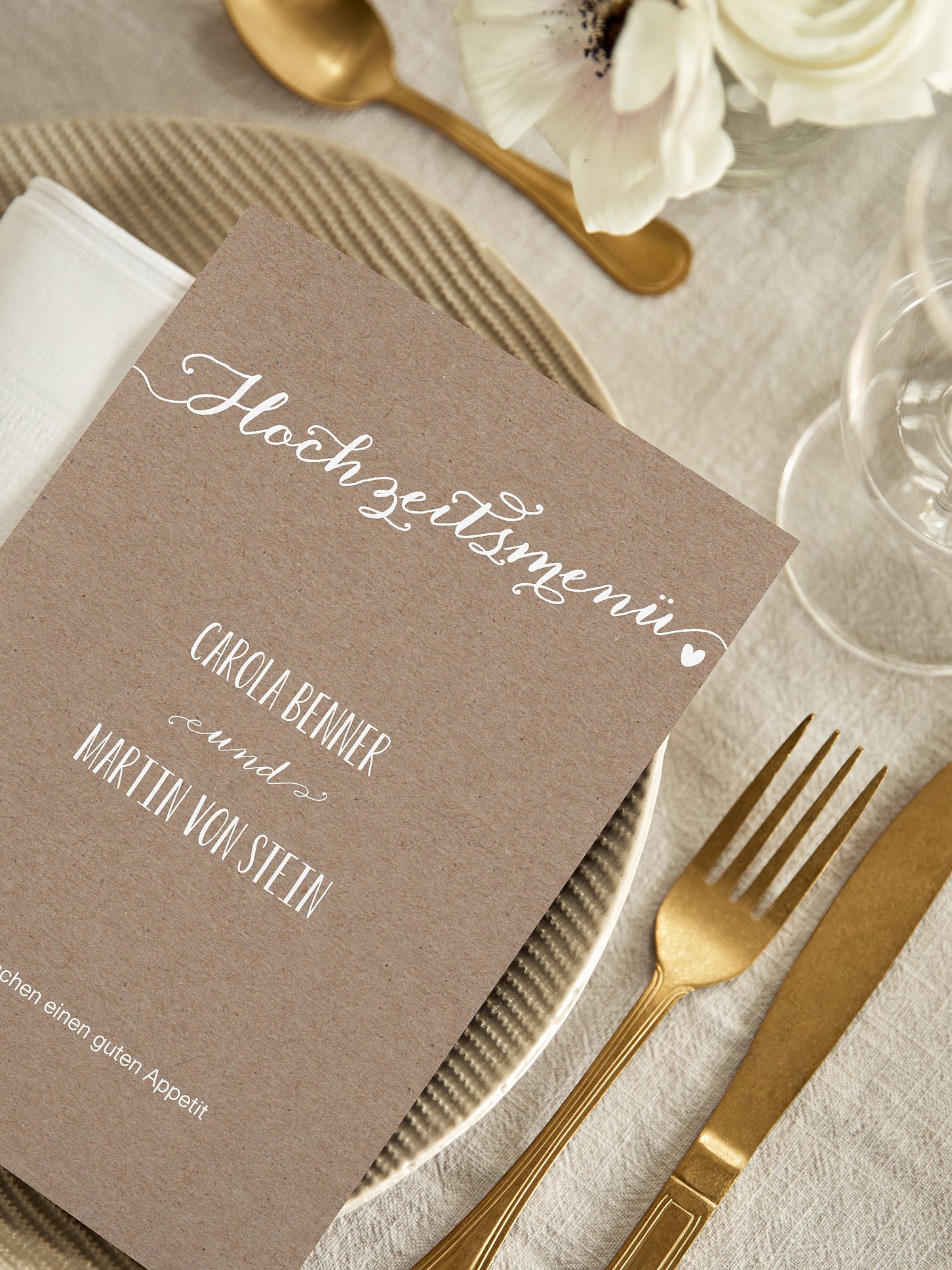 Menükarte Hochzeit Kalligrafie