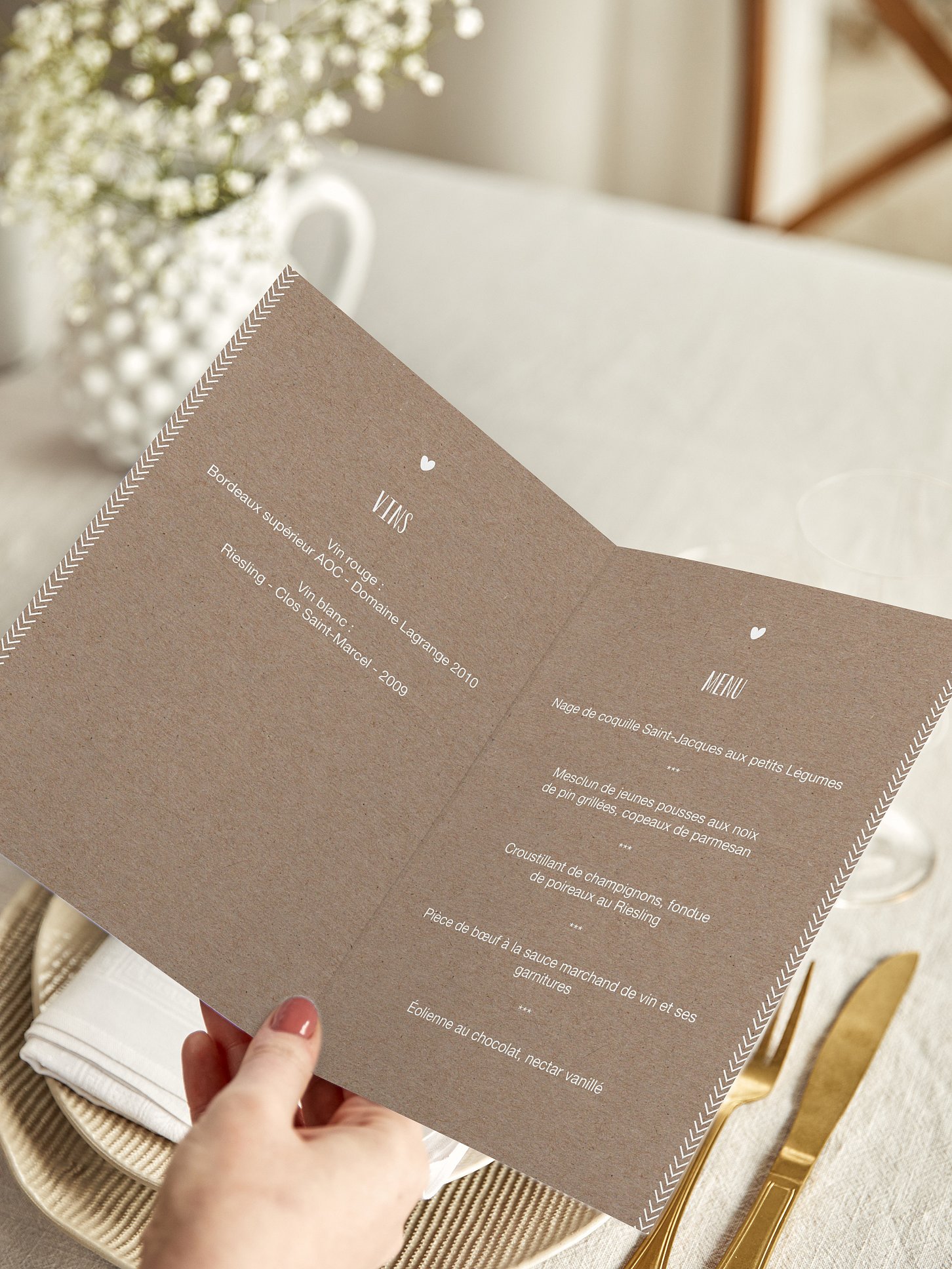 Menu mariage Un beau jour