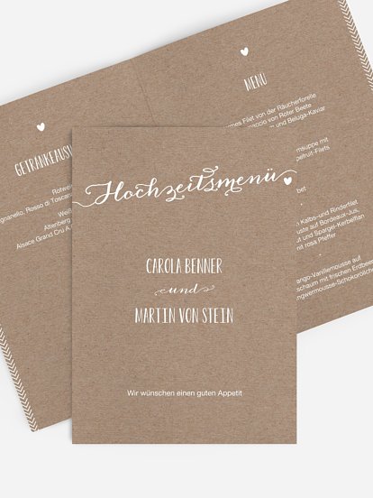 Menükarte Hochzeit Kalligrafie