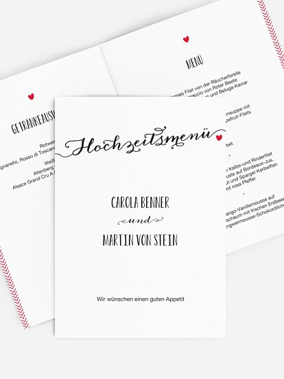 Menükarte Hochzeit Kalligrafie